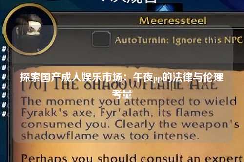 探索国产成人娱乐市场：午夜pp的法律与伦理考量
